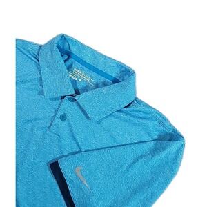 Nike Golf Tour Performance Dri-Fit‎ Polo Shirt Mens LARGE BLUE  Trim SWOOSH